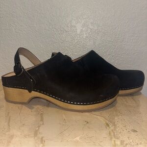 Dansko berry black burnished suede shoes comfort sling back clogs Womens Size 38